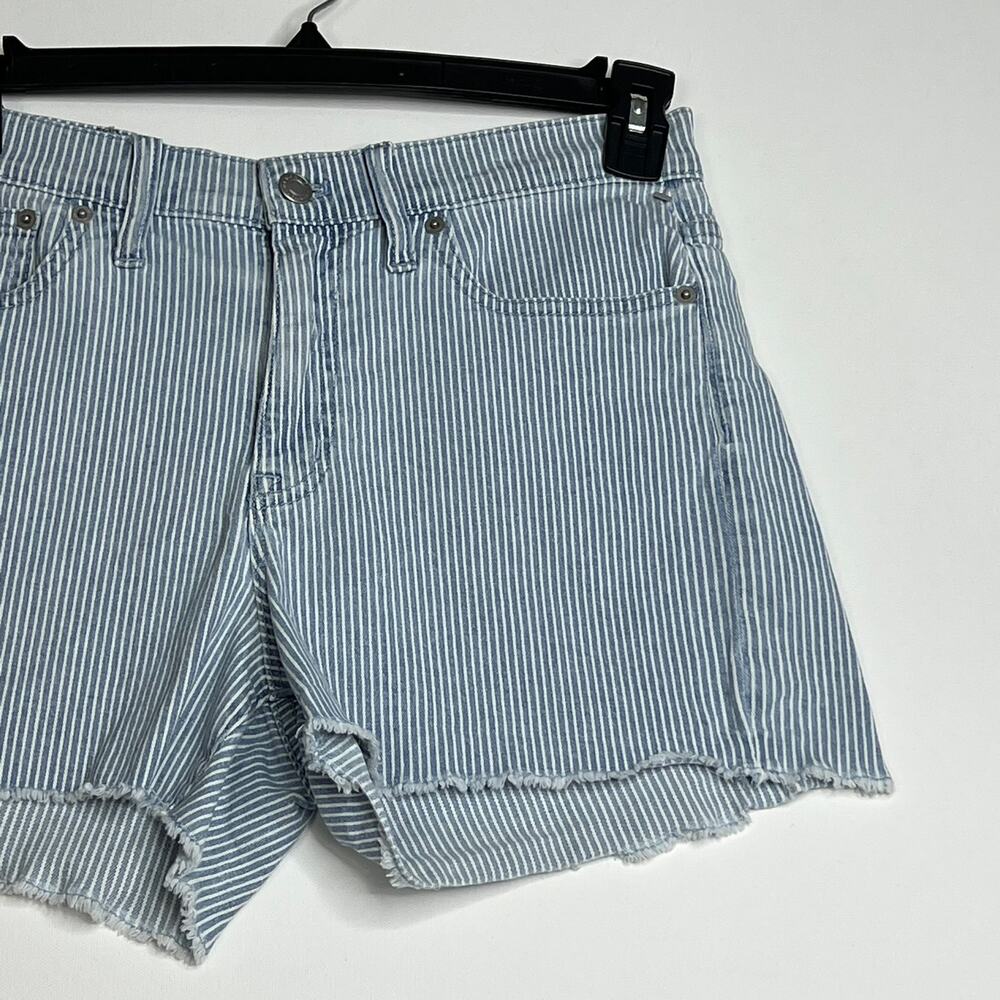 J Crew High Rise Cutoff Boy Short with Piper Stripe Blue Womens 27 - Picture 3 of 7